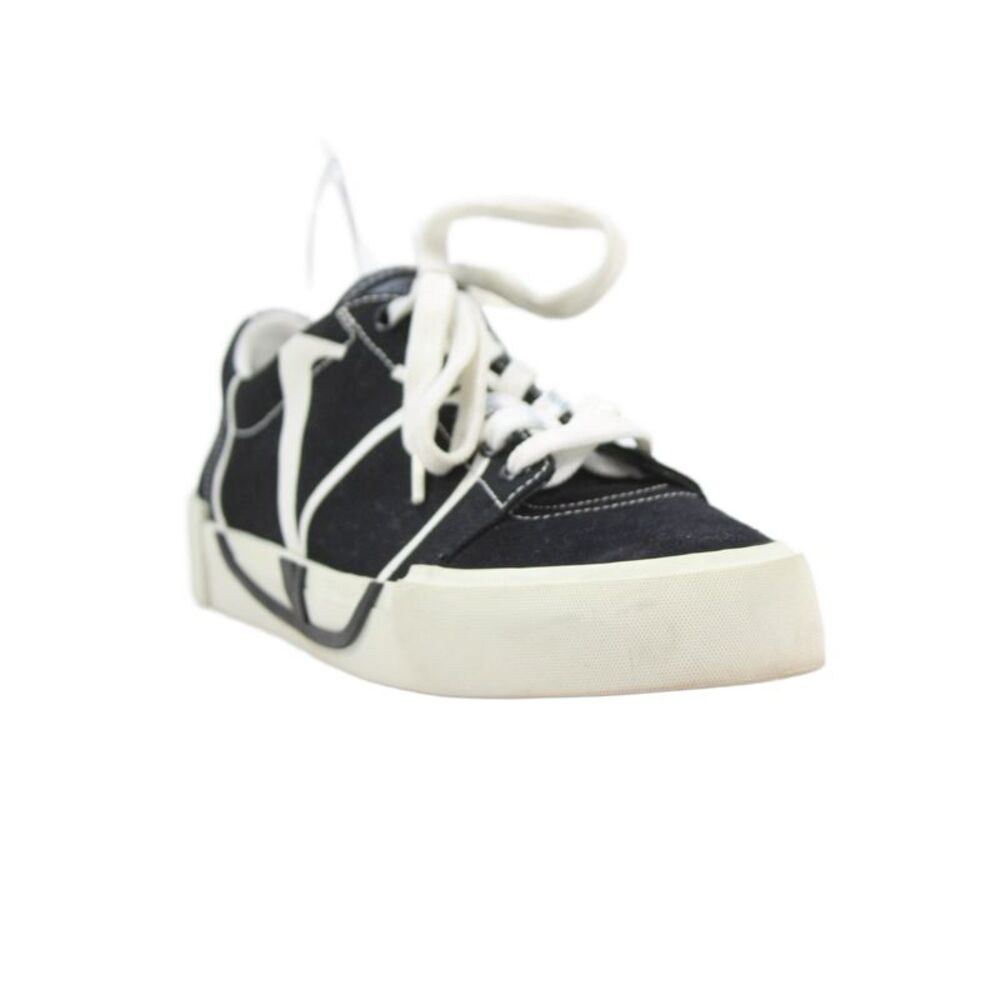 Valentino Garavani Women's Lace-Up Canvas Low Top Sneakers Black Size 38.5